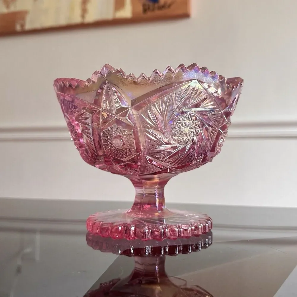 L.E. Smith | Dining | Le Smith Pink Carnival Whirling Star Compote ...